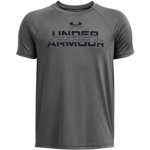 Under Armour - Tech Split - T-shirt - Zwart - Gebreid - Sneldrogend