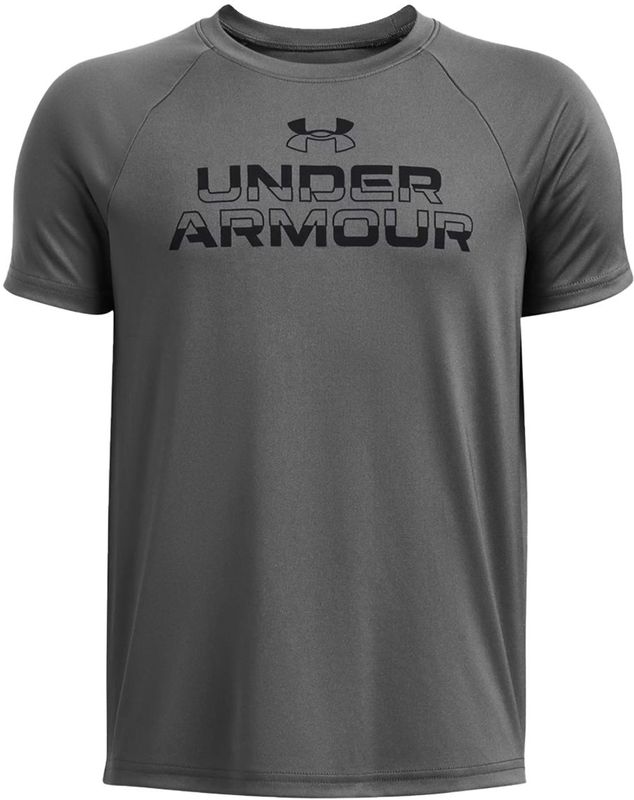 Under Armour - Tech Split - T-shirt - Zwart - Gebreid - Sneldrogend