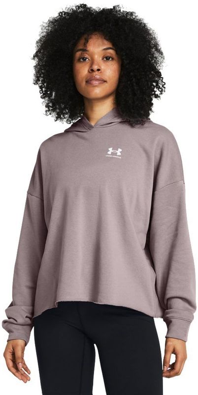 Under Armour Rival Terry Oversized Hoodie Sweatshirt met capuchon voor dames, Tetra Grijs/Wit, M