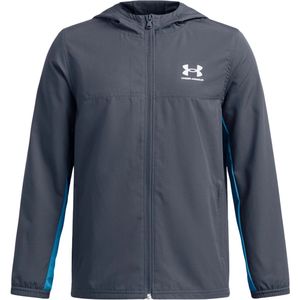 Under Armour Rival Woven Jacket - Downpour Grey / Ether Blue / Zwart