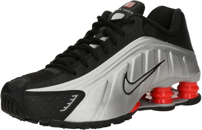Nike - SHOX R4 - Sneakers - Zilvergrijs / Knalrood / Zwart - Imitatieleer, Mesh