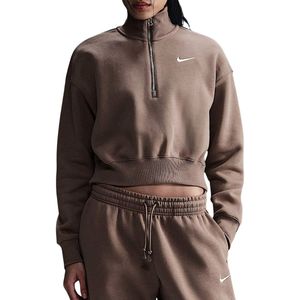 Dames cropped oversized sweatshirt met halve rits Nike Phoenix