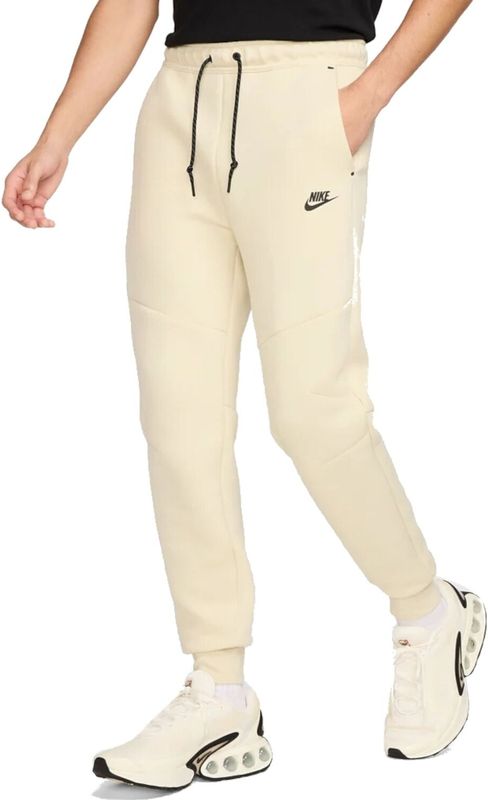 Nike - Tech Fleece - Joggingbroek - Gebroken Wit Zwart - Katoen Polyester