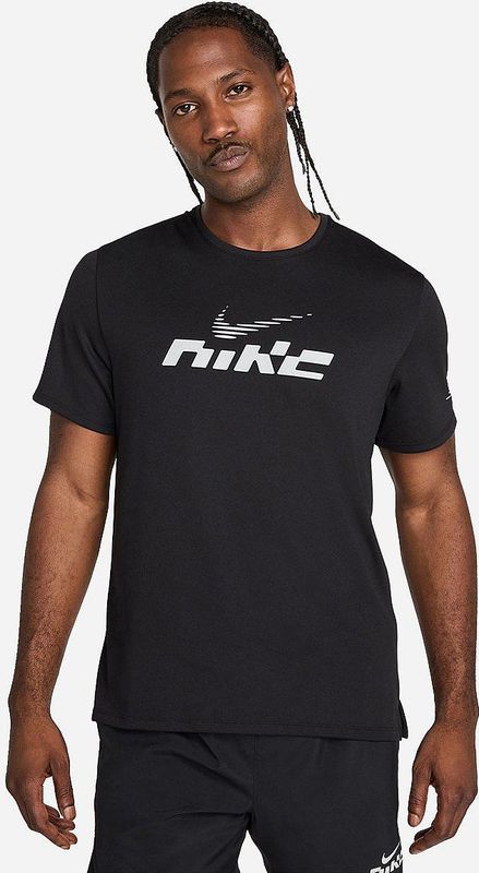 Nike - Miler Flash Dri-FIT UV - Hardloop T-shirt - Zwart - Korte Mouw