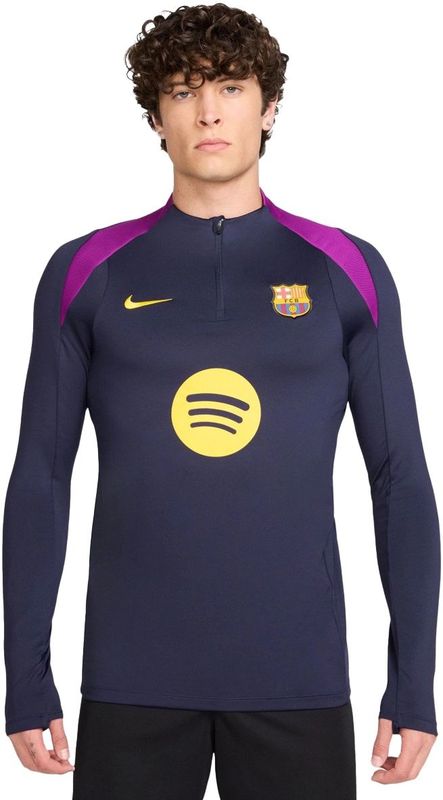 Nike - FC Barcelona Strike Trainingstrui - Donkerblauw Felpaars Goud - 1/4-Zip 2025-2026