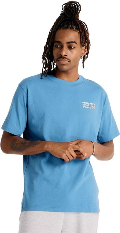 New Balance Athletics Cotton Casual T-shirt Heren Zwart L