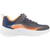 Skechers - Veterschoenen - Navy/Oranje - Textiel - Klittenbandsluiting