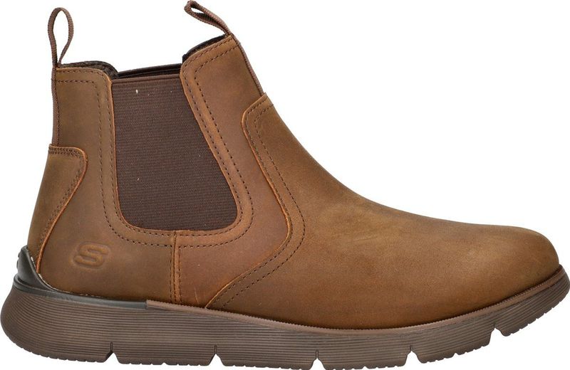 Skechers Skechers Augustino laarzen voor heren, enkellaarzen voor heren, Chocoladebruin leer