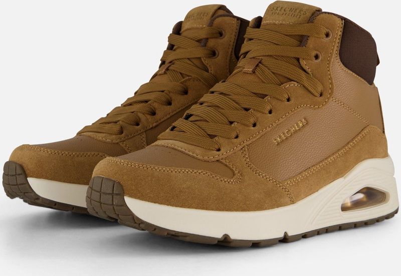 Skechers - Uno - Sneakers - Whiskey/Zwart - Gewatteerde Schacht