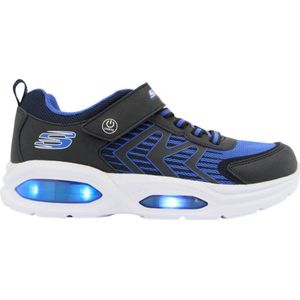 Skechers, Blauwe Sneaker Double Ace Met Lichtjes Klittenband, Blue, Maat 32, Vanharen