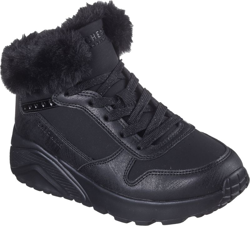 Skechers Uno Lite Comfurt kraag enkellaars, zwart, 9.5 UK Kind, Zwart, 9.5 UK Child