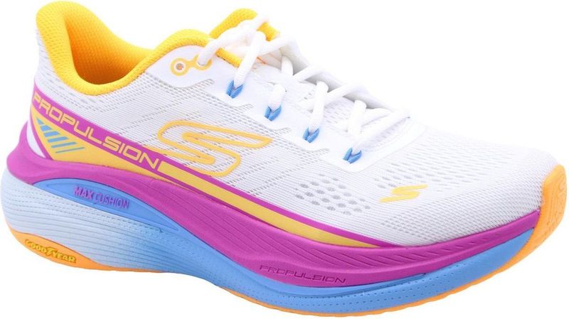 Skechers - Max Cushioning Propulsion - Hardloopschoenen - Wit/Oranje