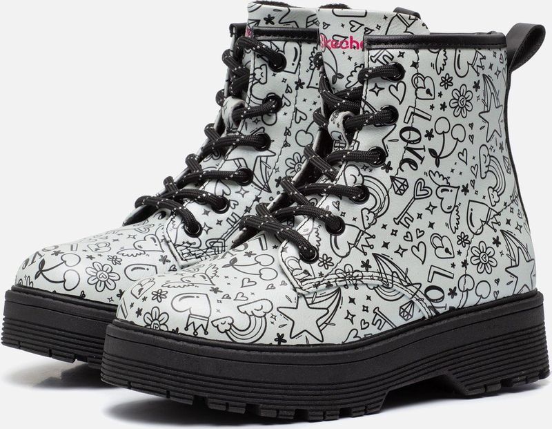 Skechers Gravlen Hi Enkellaars, Zilver/Zwart, 10 UK Kind, Zilver Zwart, 10 UK Child