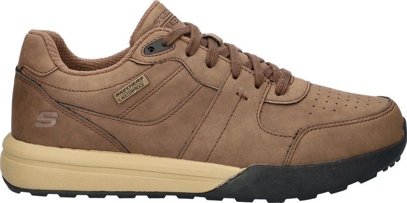 Skechers - Netson - Heren Sneaker - Bruin - Leer/Textiel/Rubber - Waterdicht