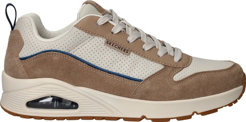Skechers - Uno Stacre 2.0 Sneakers - Warm Beige met Blauw Accent