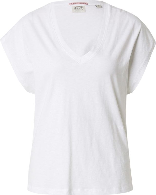 Scotch & Soda - T-shirt - Wit - 100% Katoen - Relaxed Fit, V-hals