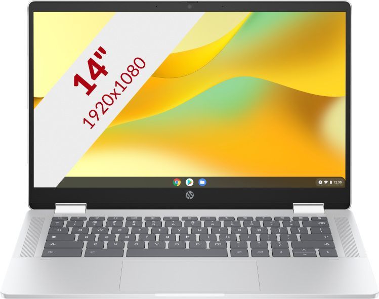 HP Chromebook x360 14b-cd0025nd Intel® N N200 35,6 cm (14") Touchscreen Full HD 8 GB LPDDR5-SDRAM 128 GB Flash Wi-Fi 6 (802.11ax) ChromeOS Zilver