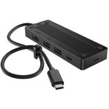 HP - 86S97UT - USB-C Travel Hub - Zwart - 5 Poorten, 4K-resolutie, 10 Gb/s Overdrachtssnelheid