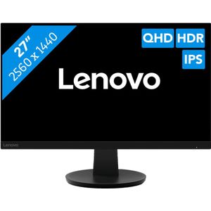 Lenovo N27q 27 inch QHD-display (IPS, 100 Hz, 4 ms, DP-kabel, HDMI, AMD FreeSync) draaibare instelling, zwart