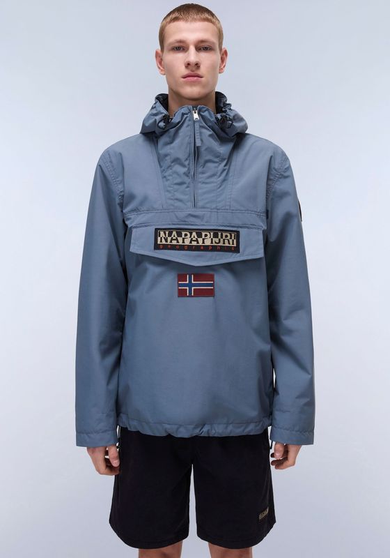 Napapijri - Rainforest Sum 3 - Regenjas - Blauw - 100% Polyamide - Capuchon, Waterdicht, Winddicht