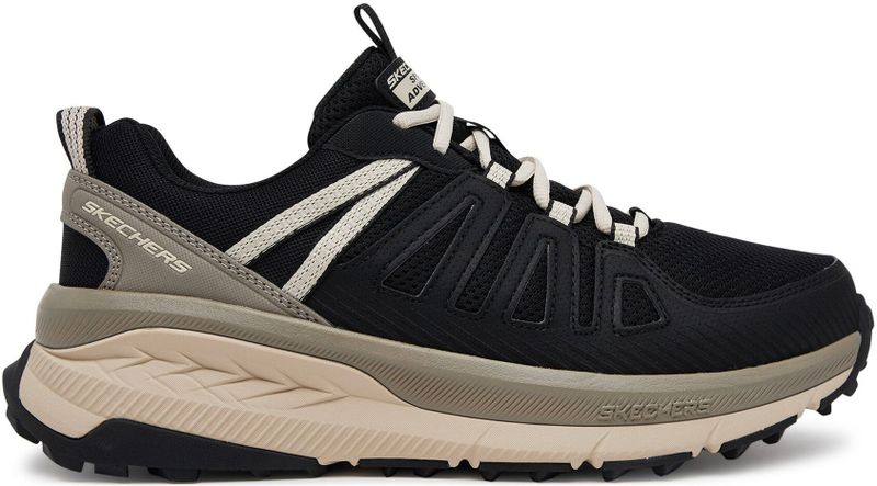 Vrijetijdsschoen - Zwart/taupe - Textiel - Vetersluiting - Laag