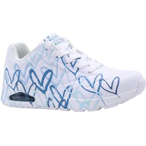 Skechers - Uno Spread the Love - Sneakers - Wit - Hartjesprint