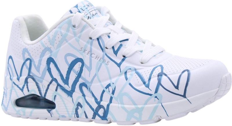 Skechers - Uno Spread the Love - Sneakers - Wit - Hartjesprint