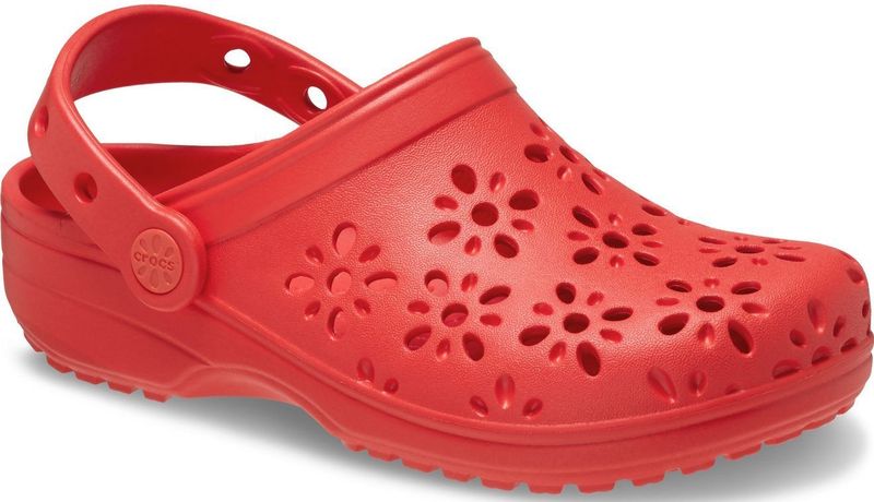 Crocs - Kids Classic Floral Cut Out Clog - Cherry Red - Croslite-Materiaal