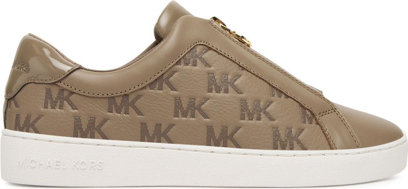 Michael Kors - Keaton Zip Slip On - Beige - Leren Sportschoenen - Plat - Ritssluiting
