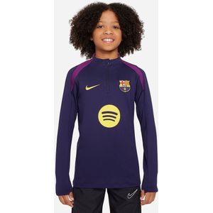 Nike - FC Barcelona Strike Trainingstrui - Donkerblauw Felpaars Goud - 1/4-Zip - Kids