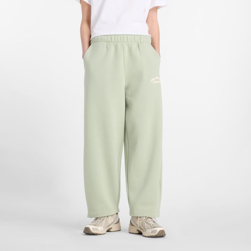New Balance - Heritage - Broek - Lichtgroen/Wit - Loosefit - High Waist