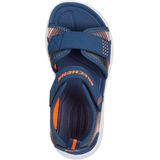 Sandaal - Navy/Oranje - Klittenbandsluiting - Open Neus - Middel Wijdte