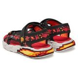 Skechers Mega-Splash 4k platte sandalen voor kinderen en jongeren, Zwarte synthetische blauwe limoentrim, 27.5 EU