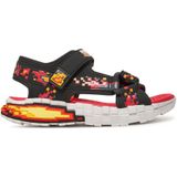 Skechers Mega-Splash 4k platte sandalen voor kinderen en jongeren, Zwarte synthetische blauwe limoentrim, 27.5 EU