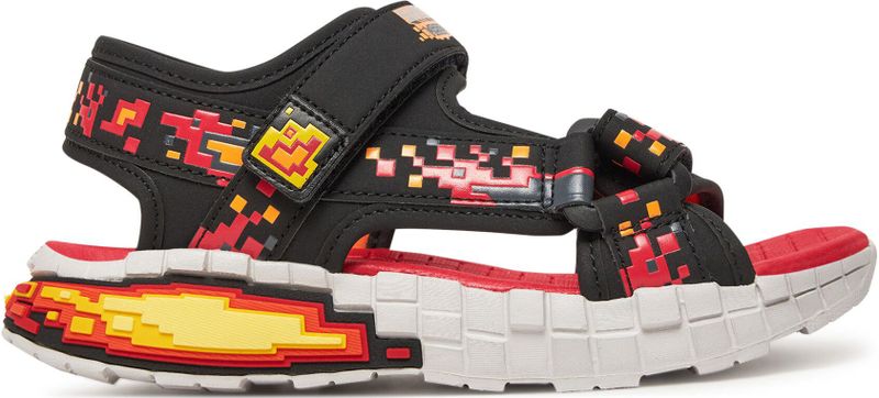 Skechers Mega-Splash 4k platte sandalen voor kinderen en jongeren, Zwarte synthetische blauwe limoentrim, 27.5 EU