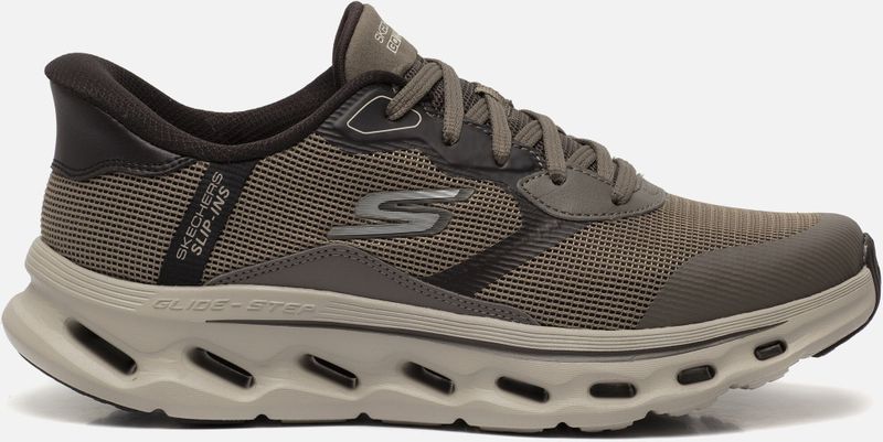 Skechers Heren Hands Free Slip-ins Go Walk Glide-Step 2.0-Zac Sneakers, Dark Taupe, 39.5 EU