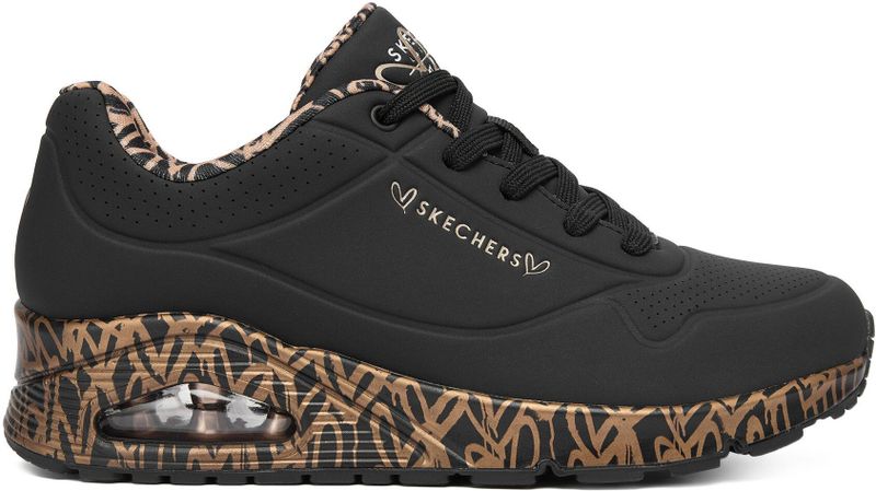 Skechers - UNO-LOVING LOVE - Sneakers - Zwart/goudkleur - Vrijetijdsschoen met Sleehak