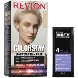 Revlon Colorstay Haarverf voor dames, permanente haarverf, langdurige kleur, inclusief kleurversterkend masker, tot 8 weken kleur, toon 01, extra helder, asblond