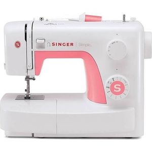 Singer Simple 3210 naaimachine met vrije arm, wit-roze