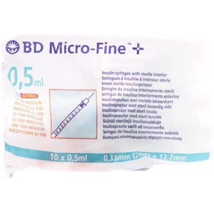 BD - Micro-Fine+ - Insulinespuit - Transparant - 0,5ml, 29g, 12,7mm, 10 stuks
