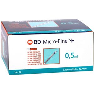 BD Microfine insulinespuit 0,5ml + naald 0,33x12,7mm U100
