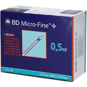 BD Microfine insulinespuit 0,5ml + naald 0,33x12,7mm U100