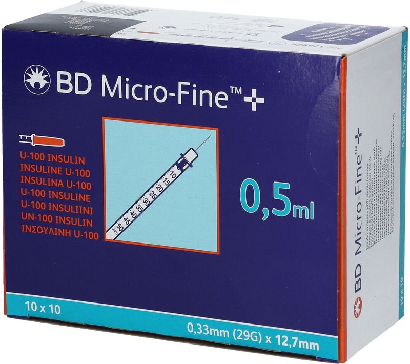 BD Microfine insulinespuit 0,5ml + naald 0,33x12,7mm U100