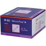 Microfine Insulinespuit 0,5ml U100 + naald 0,30mm (30G) x 8mm