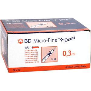 BD Micro-fine+ insulinespuit U100 0,3ml 30G 10x10 stuks