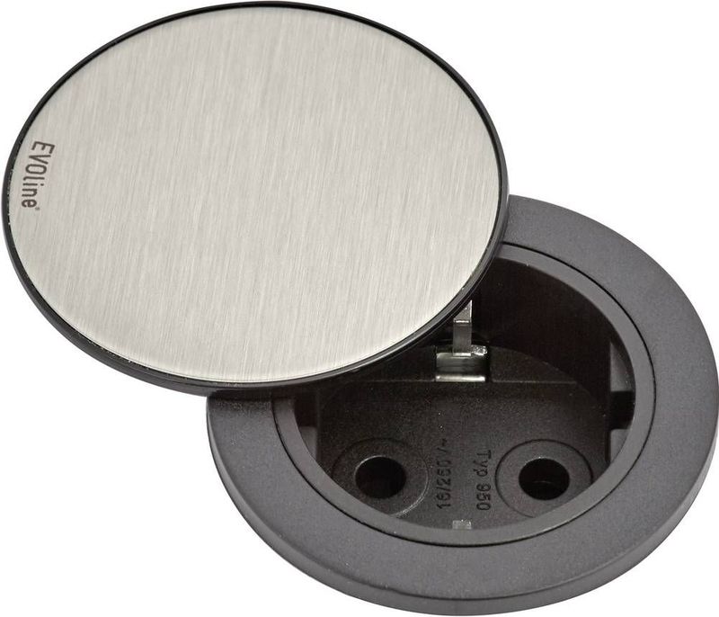 EVOline 159280003900 Inbouwstekkerdoos 1-voudig RVS, Zwart 1 stuk(s)