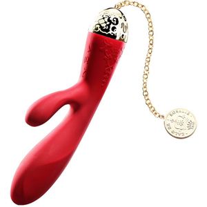 Zalo - Versailles Rosalie - Luxe siliconen vibrator met clitorisstimulator en 24 karaat sieradenketting - Lichtrood, 1 stuk