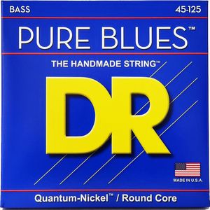 DR Strings Pure Blues (PB5-45) – Saiten für E-Bass, 5-Saiter Set, Quantum Nickel, Round Core, Medium 45-125 - Handgefertigt in den USA