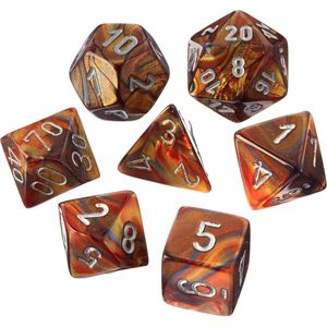 Chessex Lustrous Goud/Zilver Polydice Dobbelsteen Set (7 stuks)