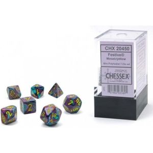 Mini Dobbelstenen Festive Mosaic/Yellow (7 stuks)